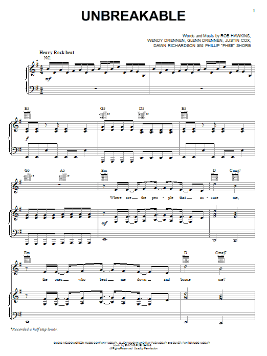 Fireflight Unbreakable Sheet Music Notes & Chords for Easy Piano - Download or Print PDF Fireflight Unbreakable Sheet Music Notes & Chords for Easy Piano - Download or Print PDF