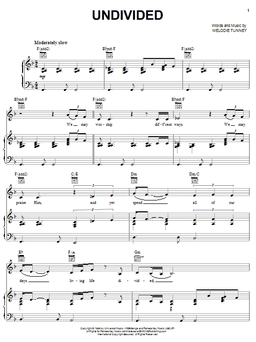 Preview First Call Undivided Pop sheet music, notes and chords for Lyrics & Chords, SKU: 82133 Undivided sheet music