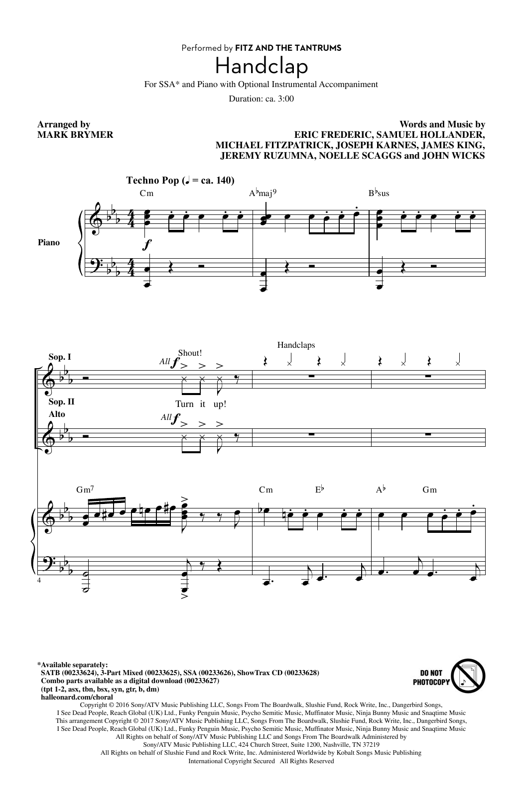 Mark Brymer HandClap Sheet Music Notes & Chords for SATB - Download or Print PDF