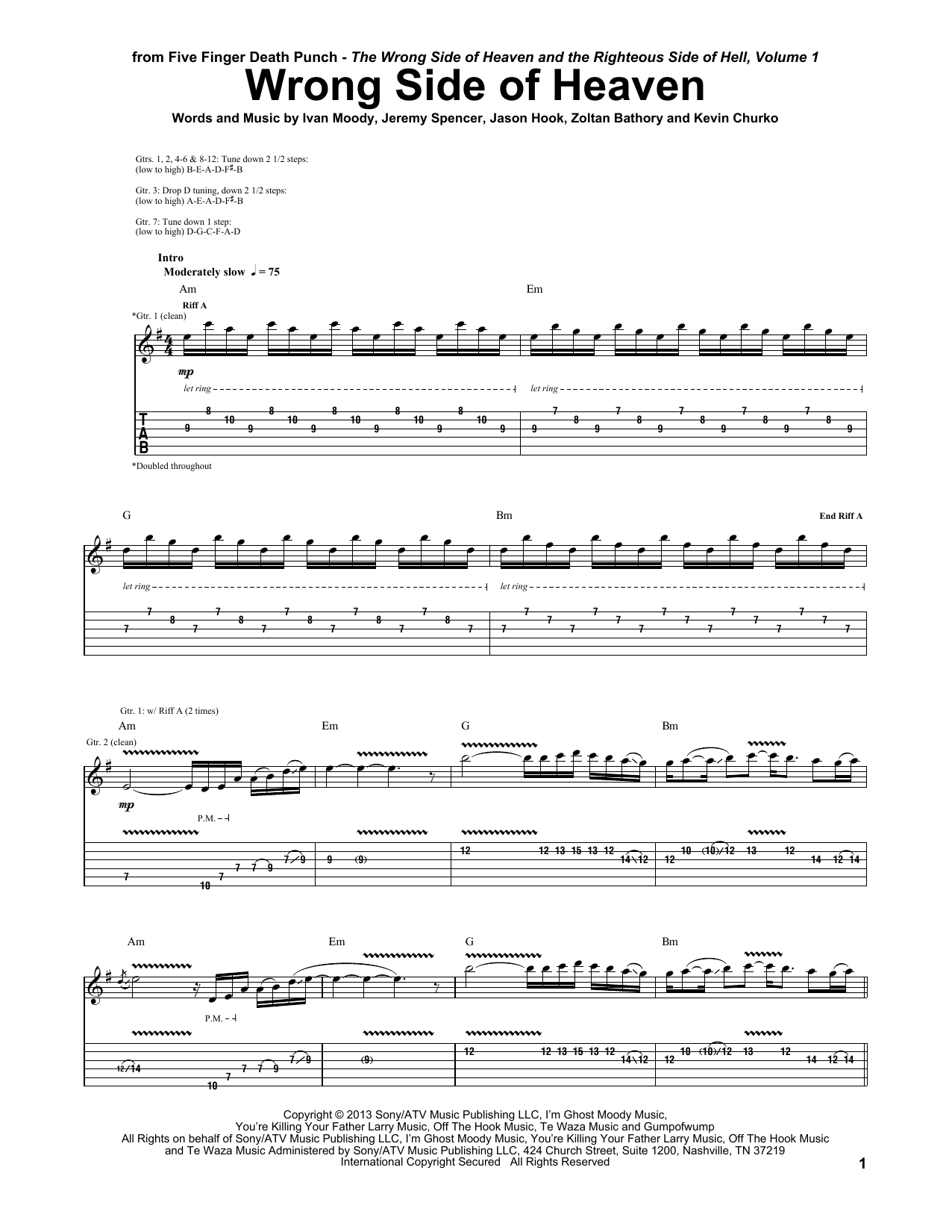 Five Finger Death Punch Wrong Side Of Heaven Sheet Music Notes & Chords for Guitar Tab - Download or Print PDF Five Finger Death Punch Wrong Side Of Heaven Sheet Music Notes & Chords for Guitar Tab - Download or Print PDF