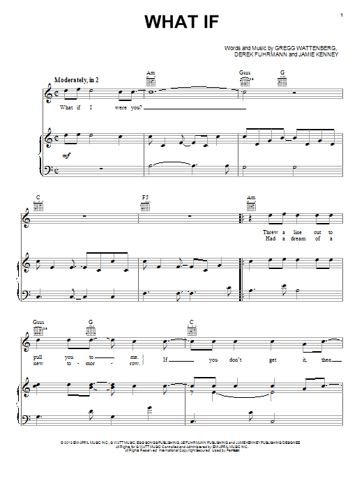 Five For Fighting What If Sheet Music Notes & Chords for Piano, Vocal & Guitar (Right-Hand Melody) - Download or Print PDF