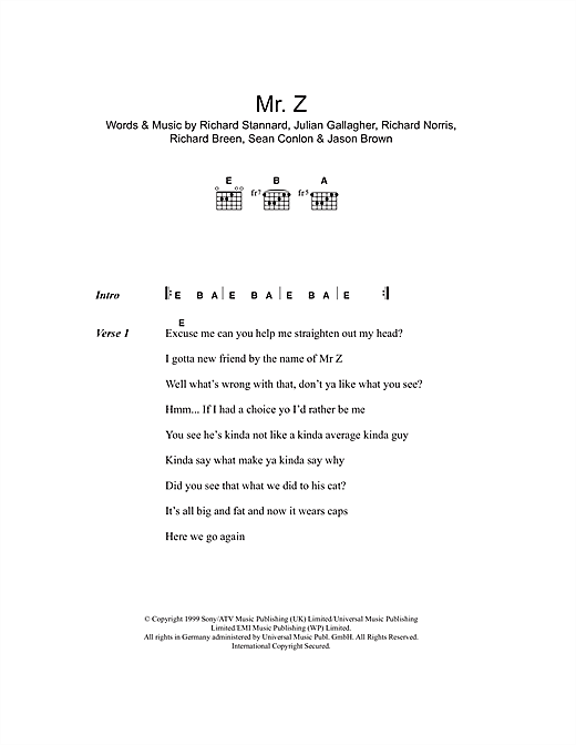 Five Mr. Z Sheet Music Notes & Chords for Lyrics & Chords - Download or Print PDF