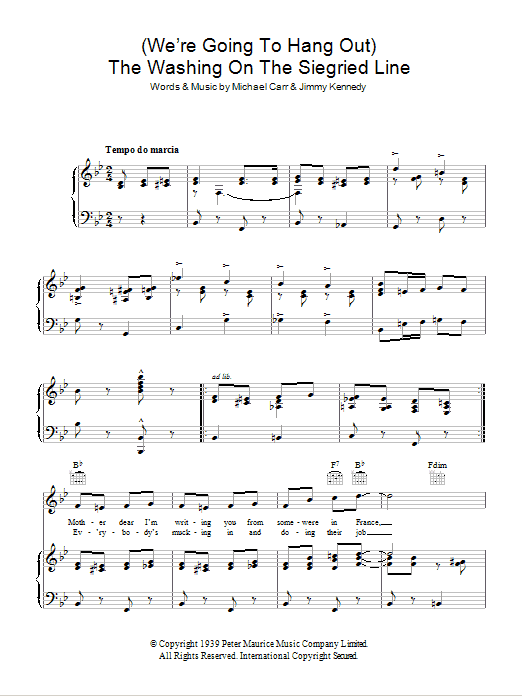 Flanagan & Allen The Washing On The Siegfried Line Sheet Music Notes & Chords for Piano, Vocal & Guitar (Right-Hand Melody) - Download or Print PDF