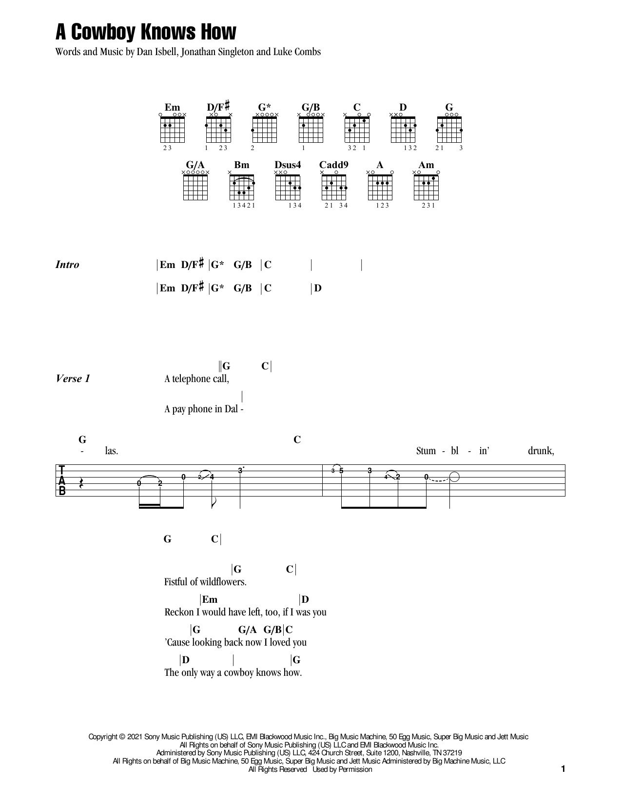 Flatland Cavalry A Cowboy Knows How Sheet Music Notes & Chords for Guitar Chords/Lyrics - Download or Print PDF