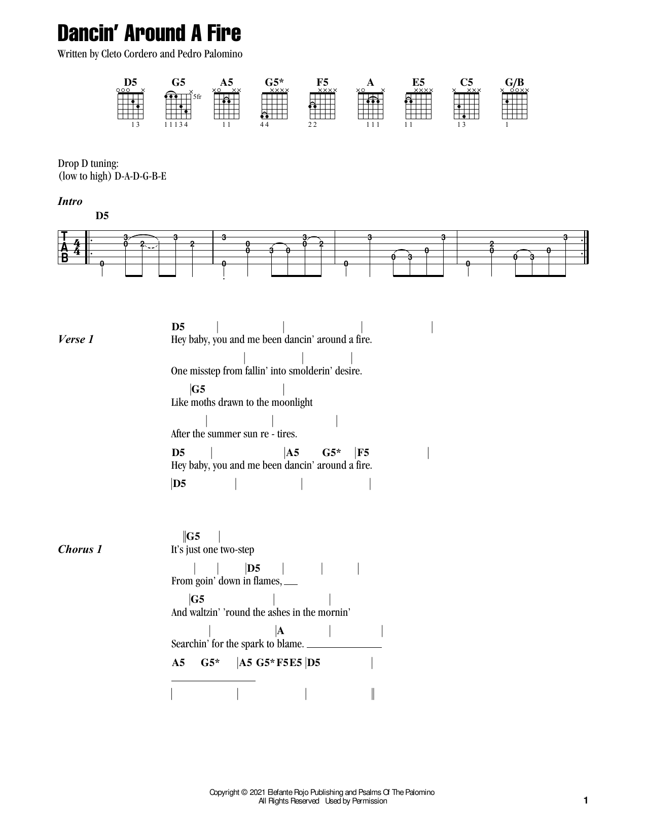 Flatland Cavalry Dancin' Around A Fire Sheet Music Notes & Chords for Guitar Chords/Lyrics - Download or Print PDF
