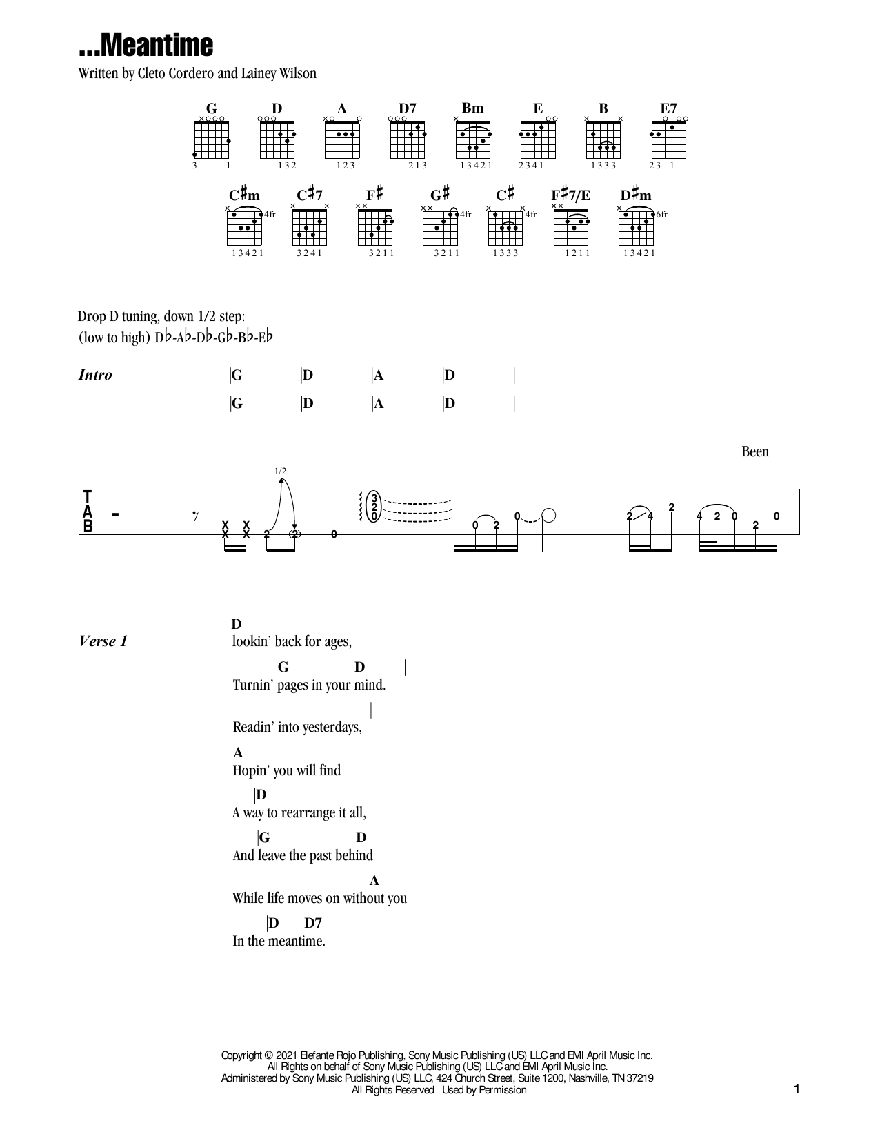 Flatland Cavalry ...Meantime Sheet Music Notes & Chords for Guitar Chords/Lyrics - Download or Print PDF