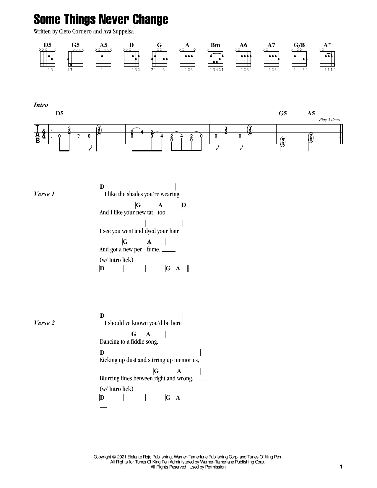 Flatland Cavalry Some Things Never Change Sheet Music Notes & Chords for Guitar Chords/Lyrics - Download or Print PDF