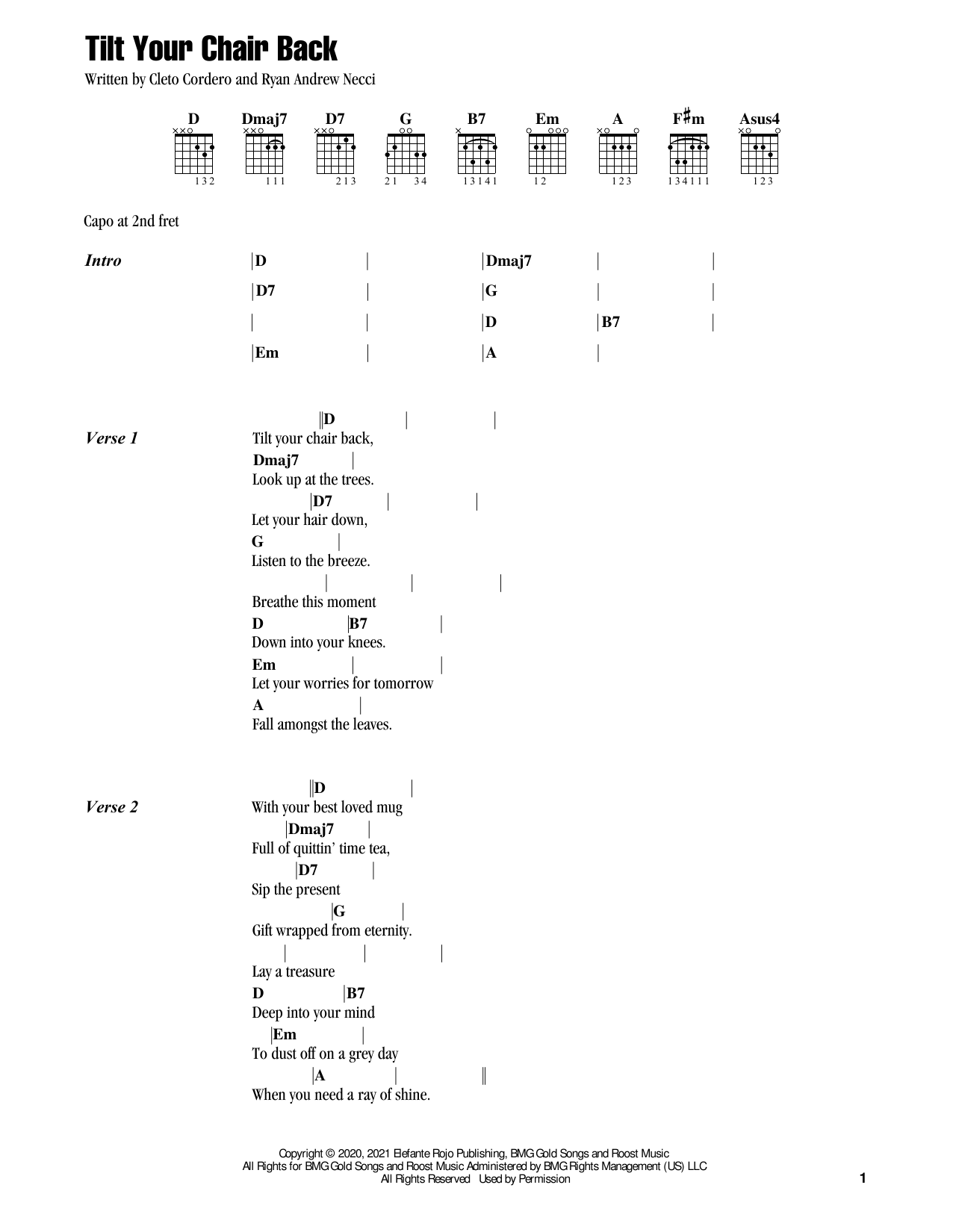 Flatland Cavalry Tilt Your Chair Back Sheet Music Notes & Chords for Guitar Chords/Lyrics - Download or Print PDF