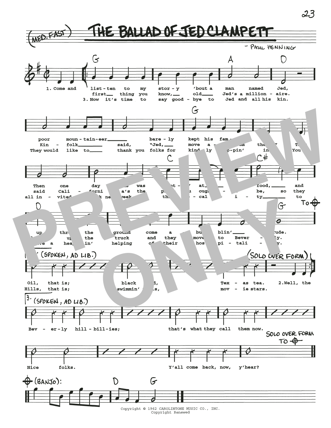 Flatt & Scruggs Ballad Of Jed Clampett Sheet Music Notes & Chords for Real Book – Melody, Lyrics & Chords - Download or Print PDF