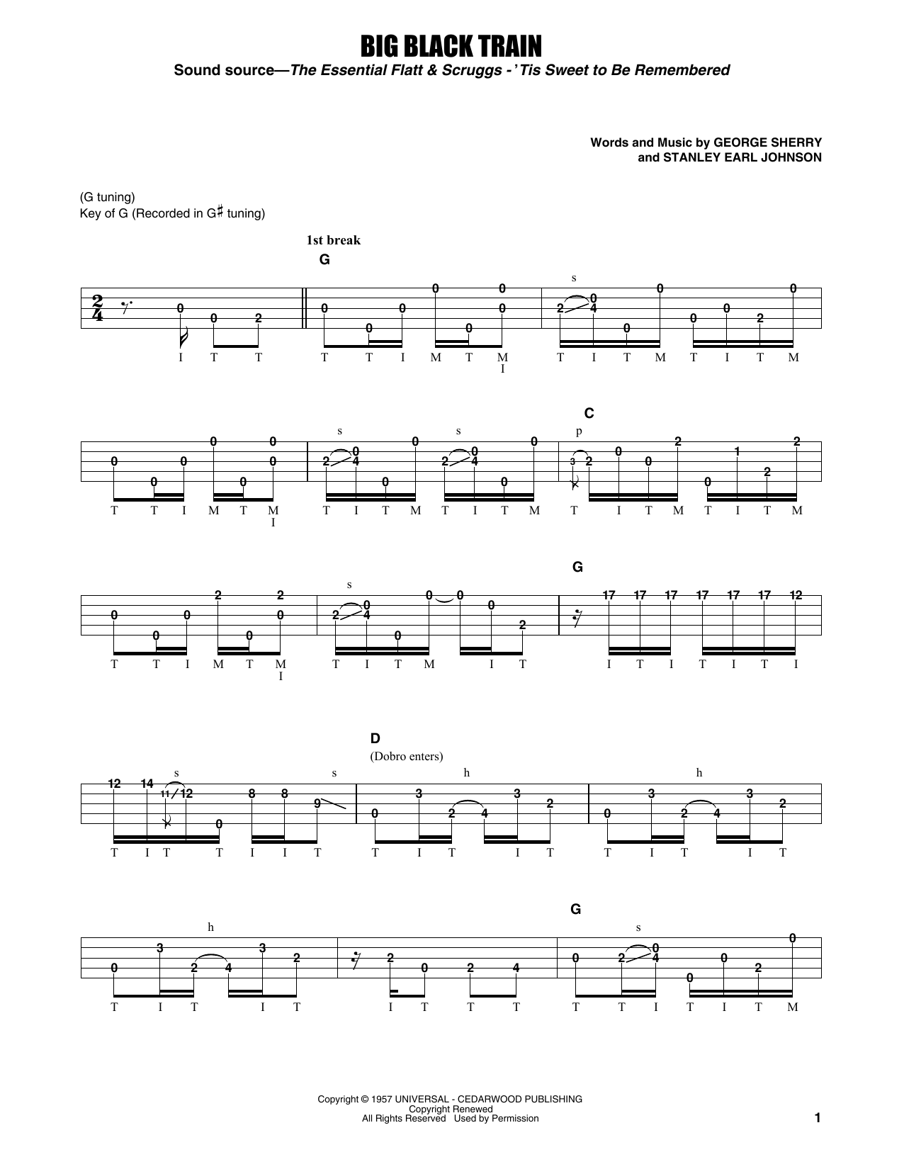 Flatt & Scruggs Big Black Train Sheet Music Notes & Chords for Banjo Tab - Download or Print PDF