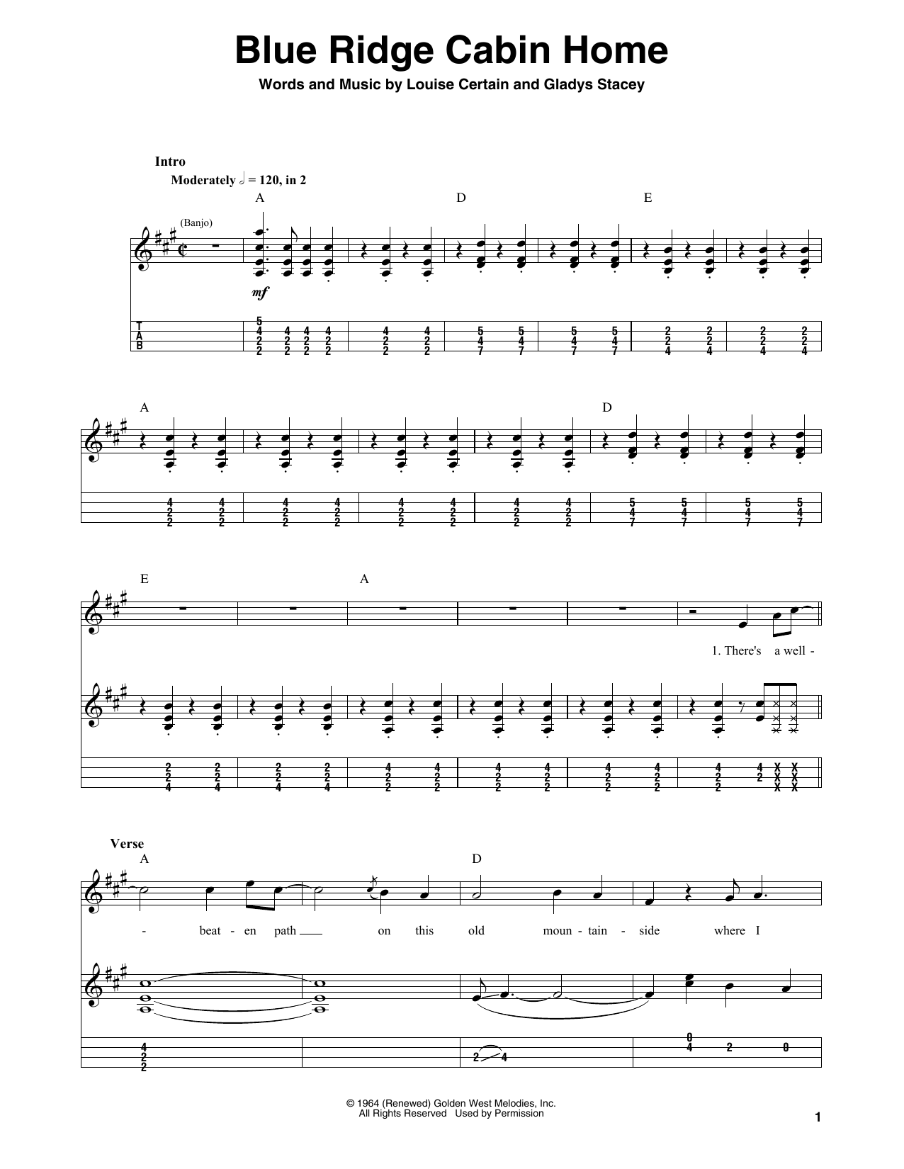 Flatt & Scruggs Blue Ridge Cabin Home Sheet Music Notes & Chords for Guitar Tab - Download or Print PDF