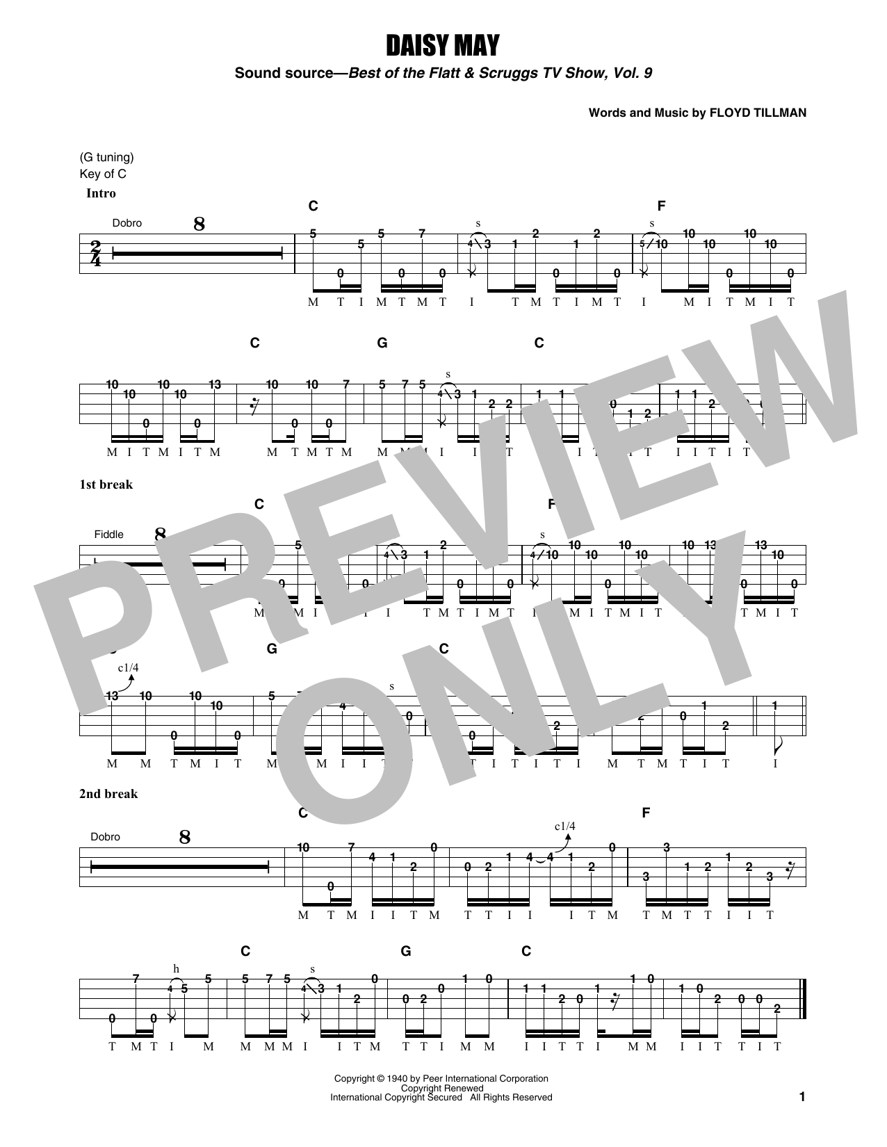 Flatt & Scruggs Daisy May Sheet Music Notes & Chords for Banjo Tab - Download or Print PDF