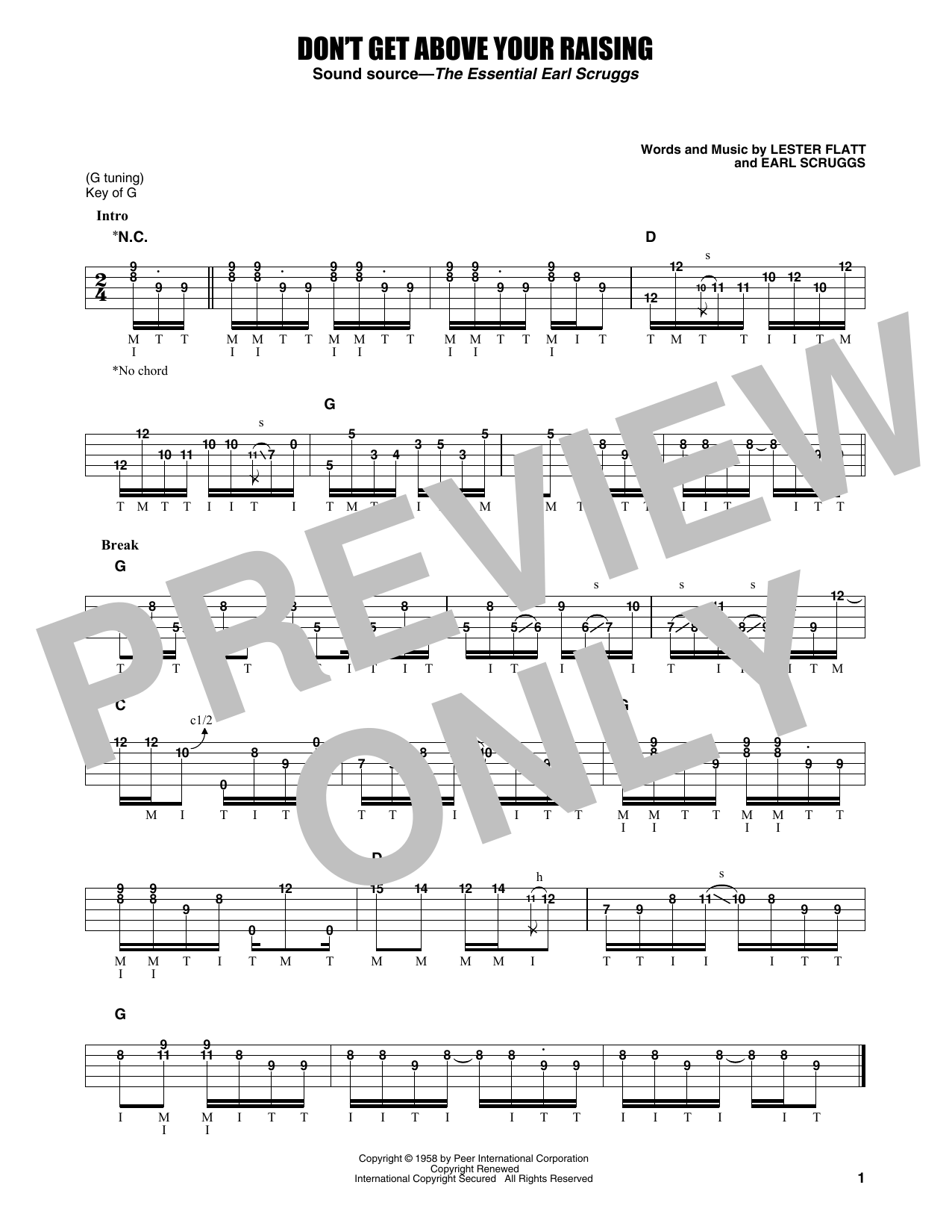 Flatt & Scruggs Don't Get Above Your Raising Sheet Music Notes & Chords for Real Book – Melody, Lyrics & Chords - Download or Print PDF