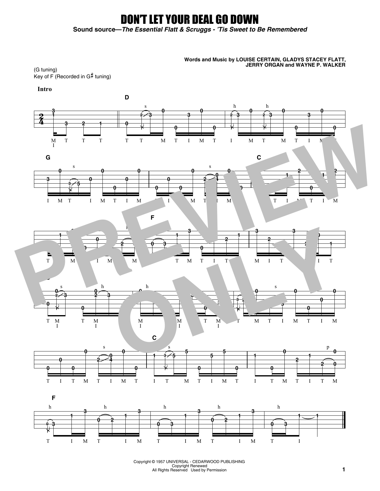 Flatt & Scruggs Don't Let Your Deal Go Down Sheet Music Notes & Chords for Banjo Tab - Download or Print PDF