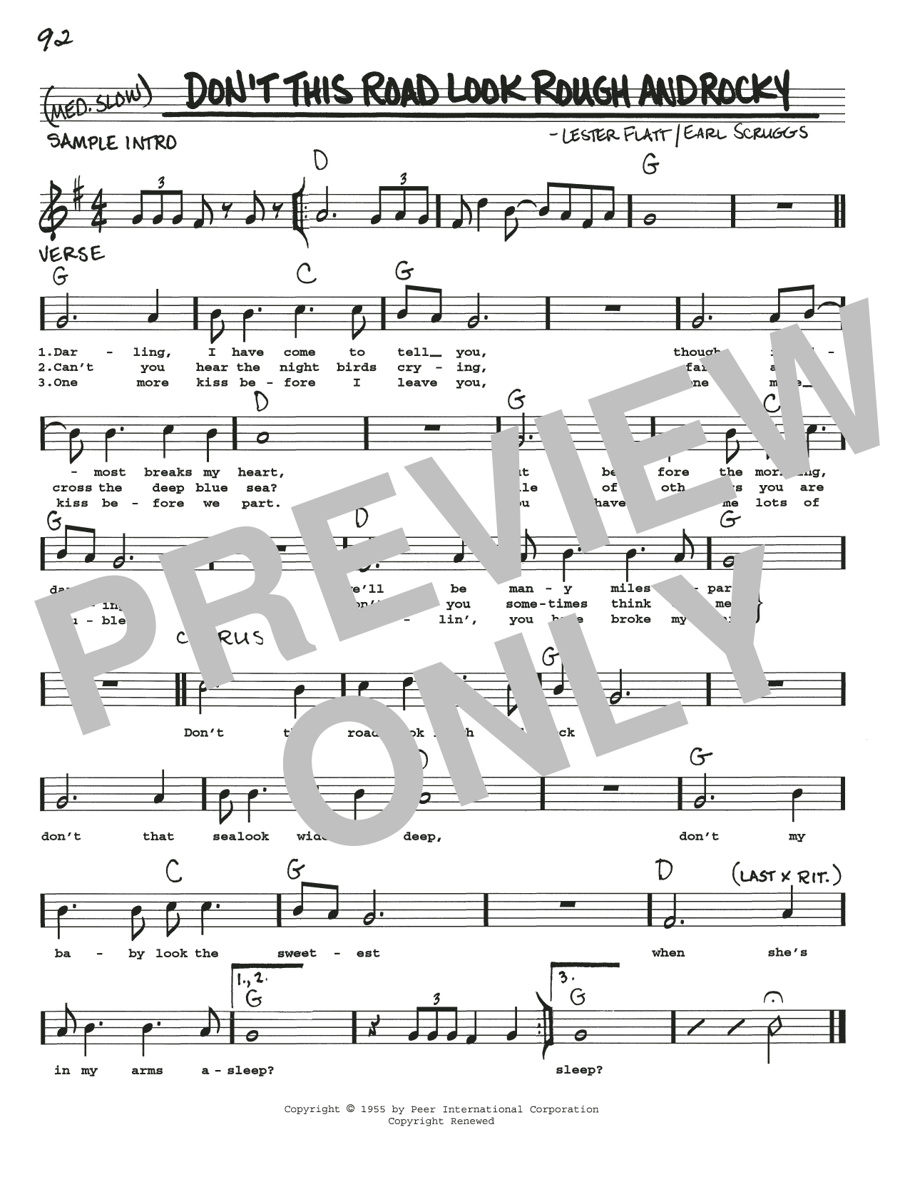 Flatt & Scruggs Don't This Road Look Rough And Rocky Sheet Music Notes & Chords for Real Book – Melody, Lyrics & Chords - Download or Print PDF