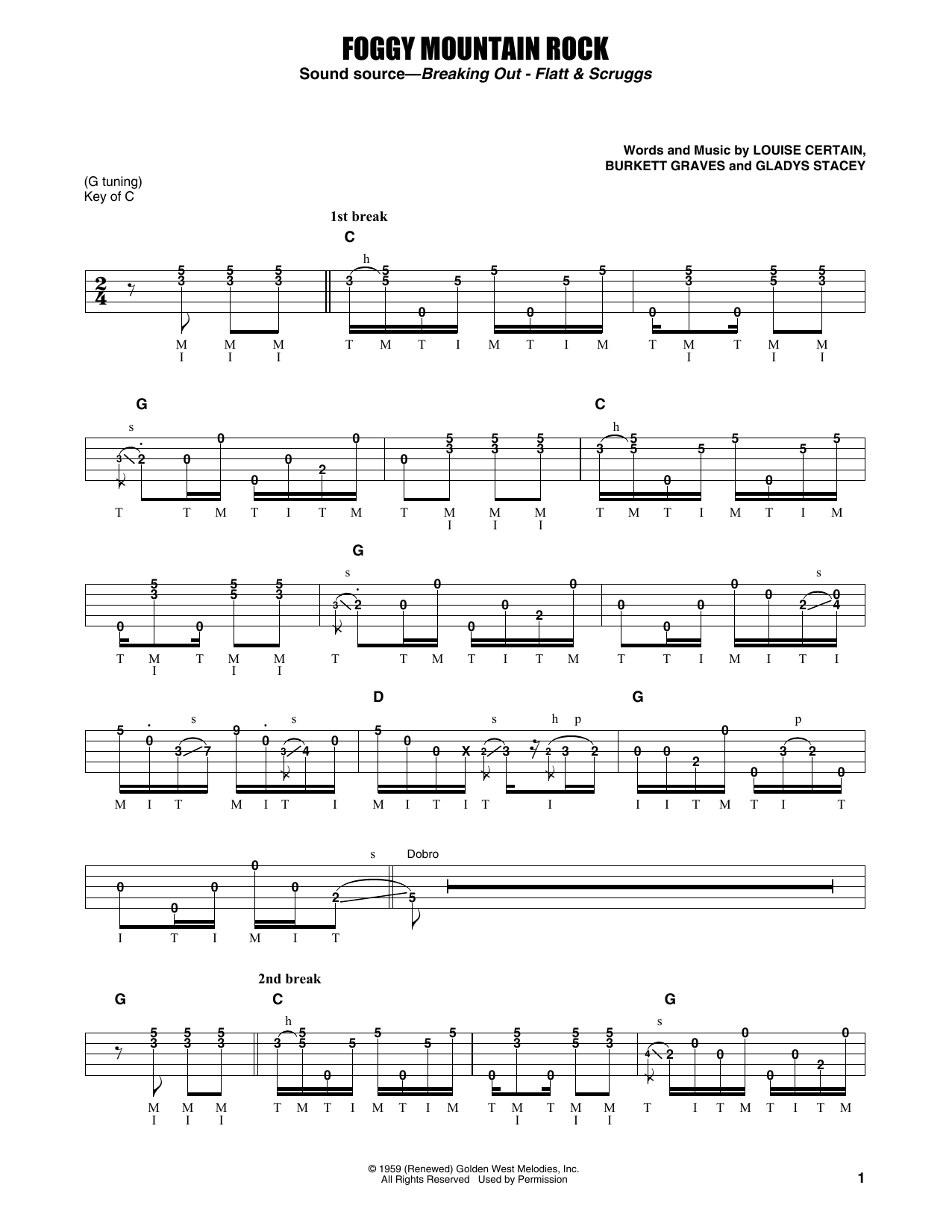 Flatt & Scruggs Foggy Mountain Rock Sheet Music Notes & Chords for Banjo Tab - Download or Print PDF