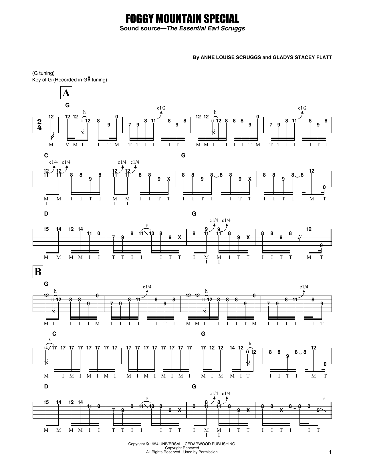 Flatt & Scruggs Foggy Mountain Special Sheet Music Notes & Chords for Banjo Tab - Download or Print PDF