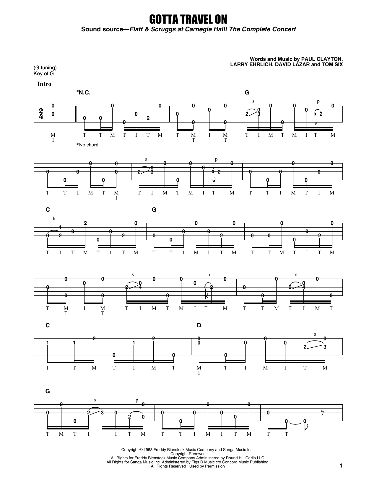Flatt & Scruggs Gotta Travel On Sheet Music Notes & Chords for Banjo Tab - Download or Print PDF