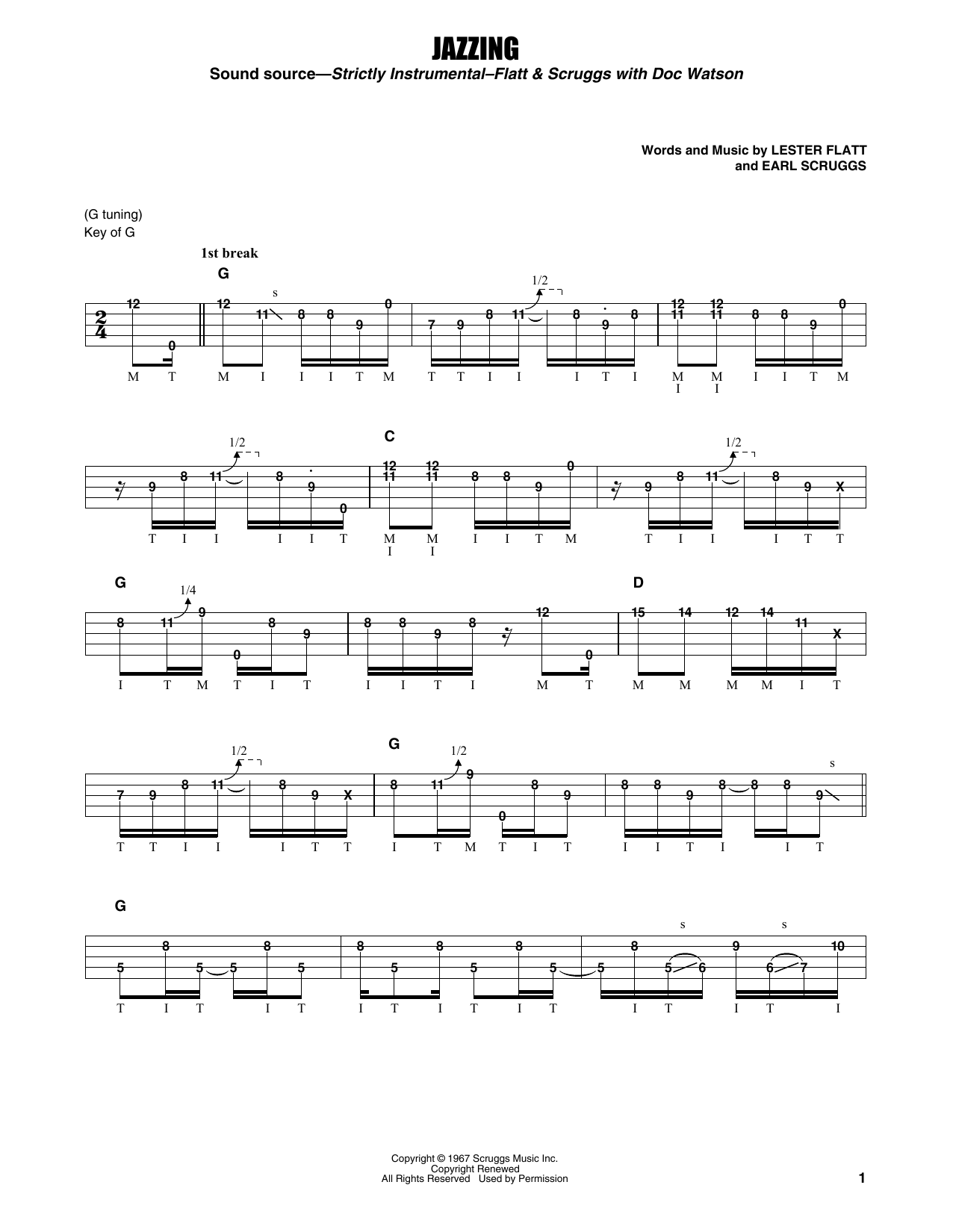 Flatt & Scruggs Jazzing Sheet Music Notes & Chords for Banjo Tab - Download or Print PDF