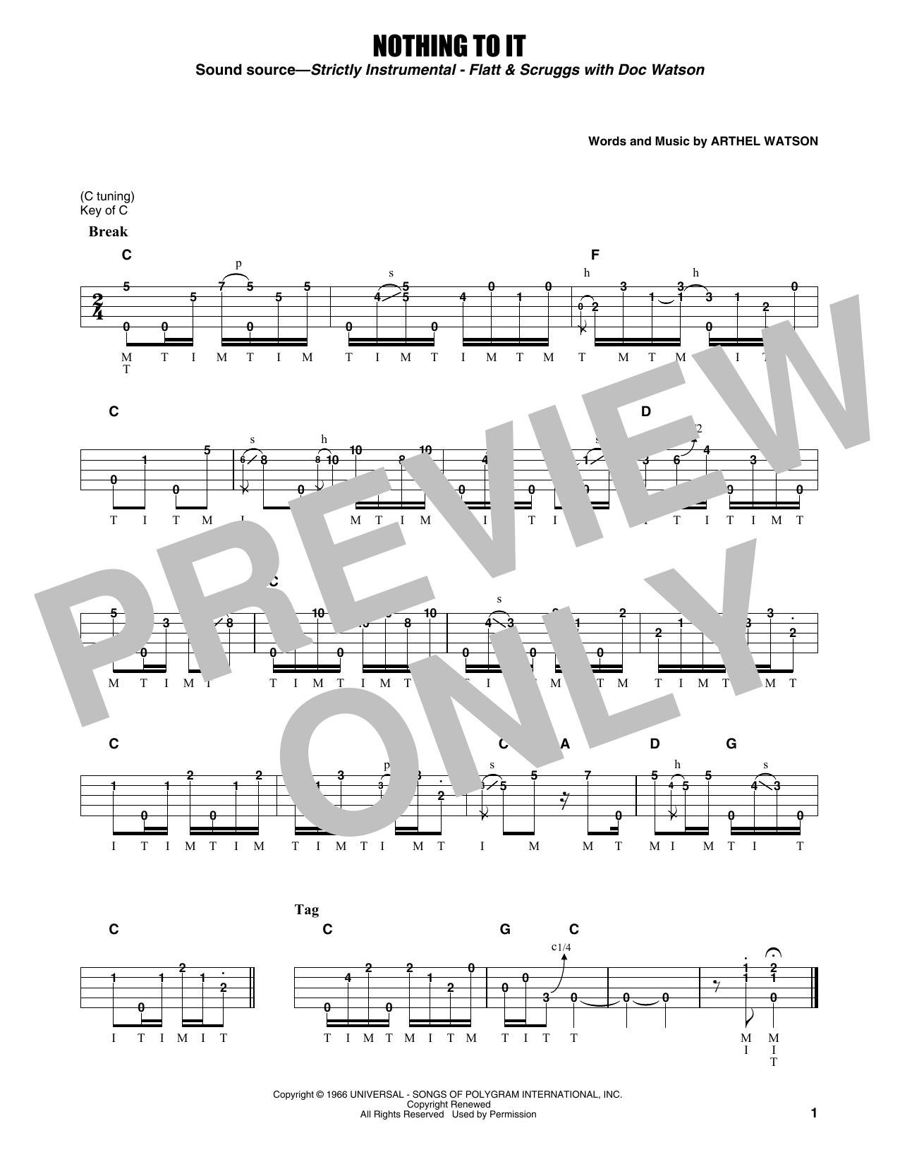 Flatt & Scruggs Nothing To It Sheet Music Notes & Chords for Banjo Tab - Download or Print PDF