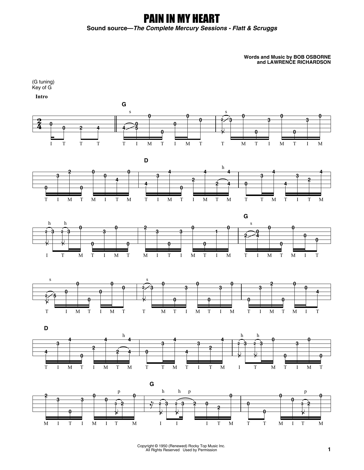 Flatt & Scruggs Pain In My Heart Sheet Music Notes & Chords for Banjo Tab - Download or Print PDF