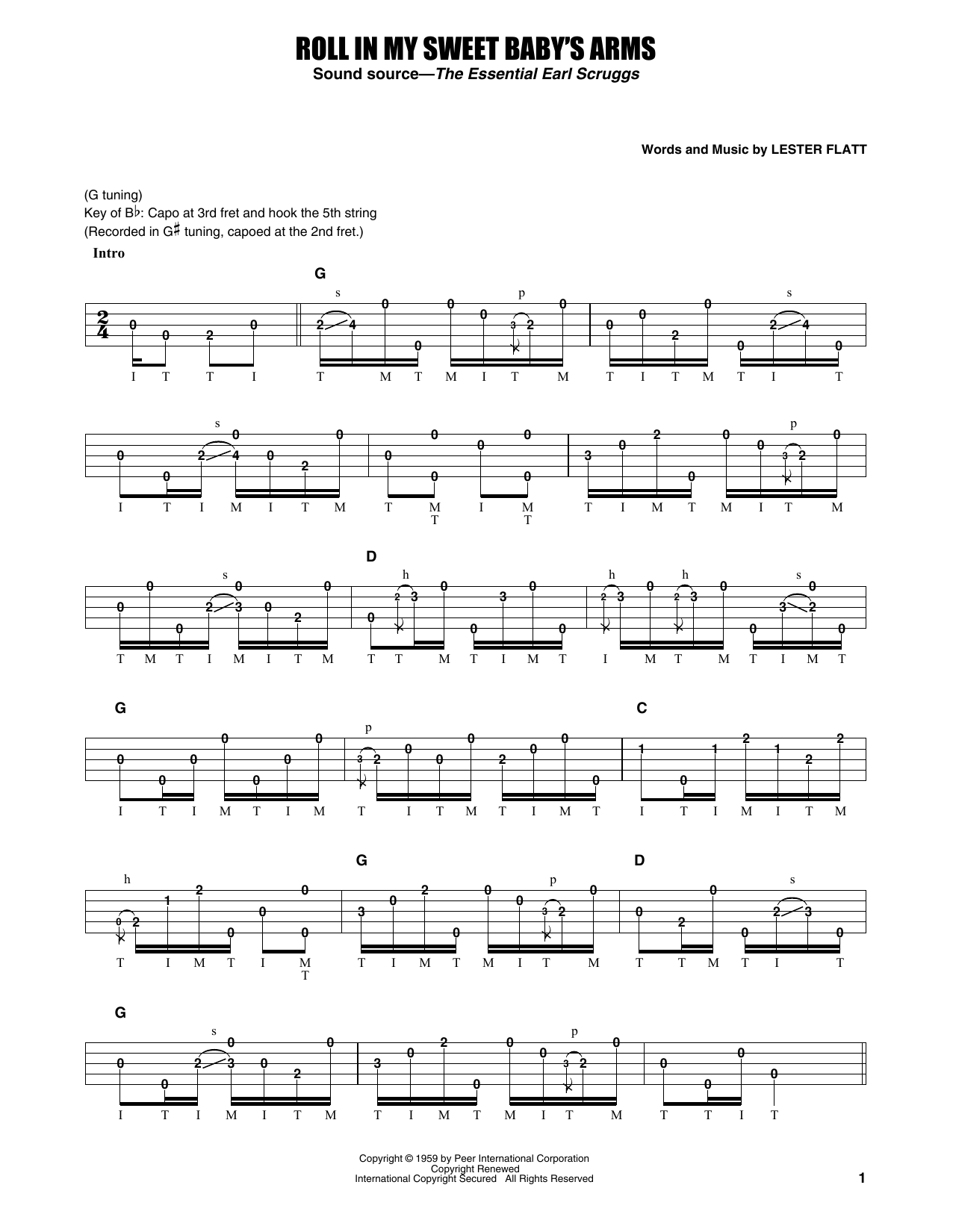 Flatt & Scruggs Roll In My Sweet Baby's Arms Sheet Music Notes & Chords for Banjo Tab - Download or Print PDF