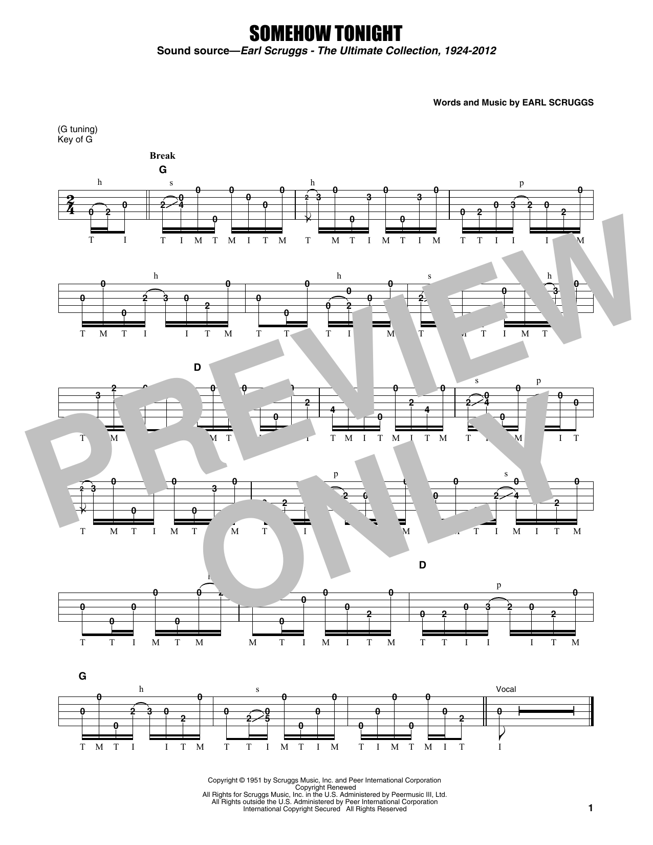 Flatt & Scruggs Somehow Tonight Sheet Music Notes & Chords for Banjo Tab - Download or Print PDF