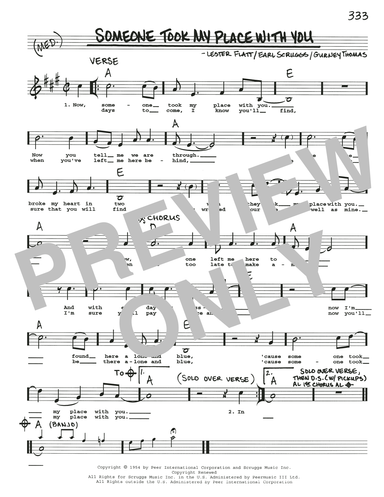 Flatt & Scruggs Someone Took My Place With You Sheet Music Notes & Chords for Real Book – Melody, Lyrics & Chords - Download or Print PDF