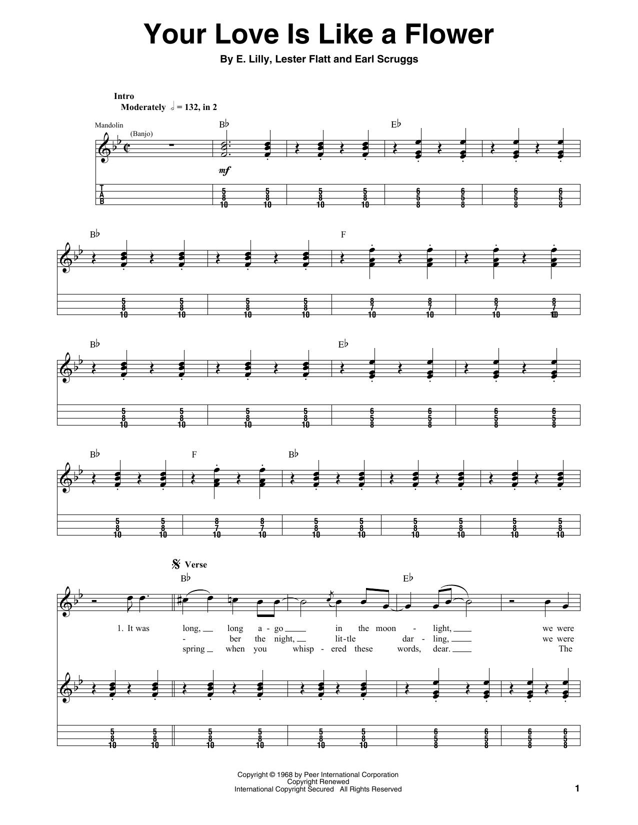 Flatt & Scruggs Your Love Is Like A Flower Sheet Music Notes & Chords for Mandolin Tab - Download or Print PDF