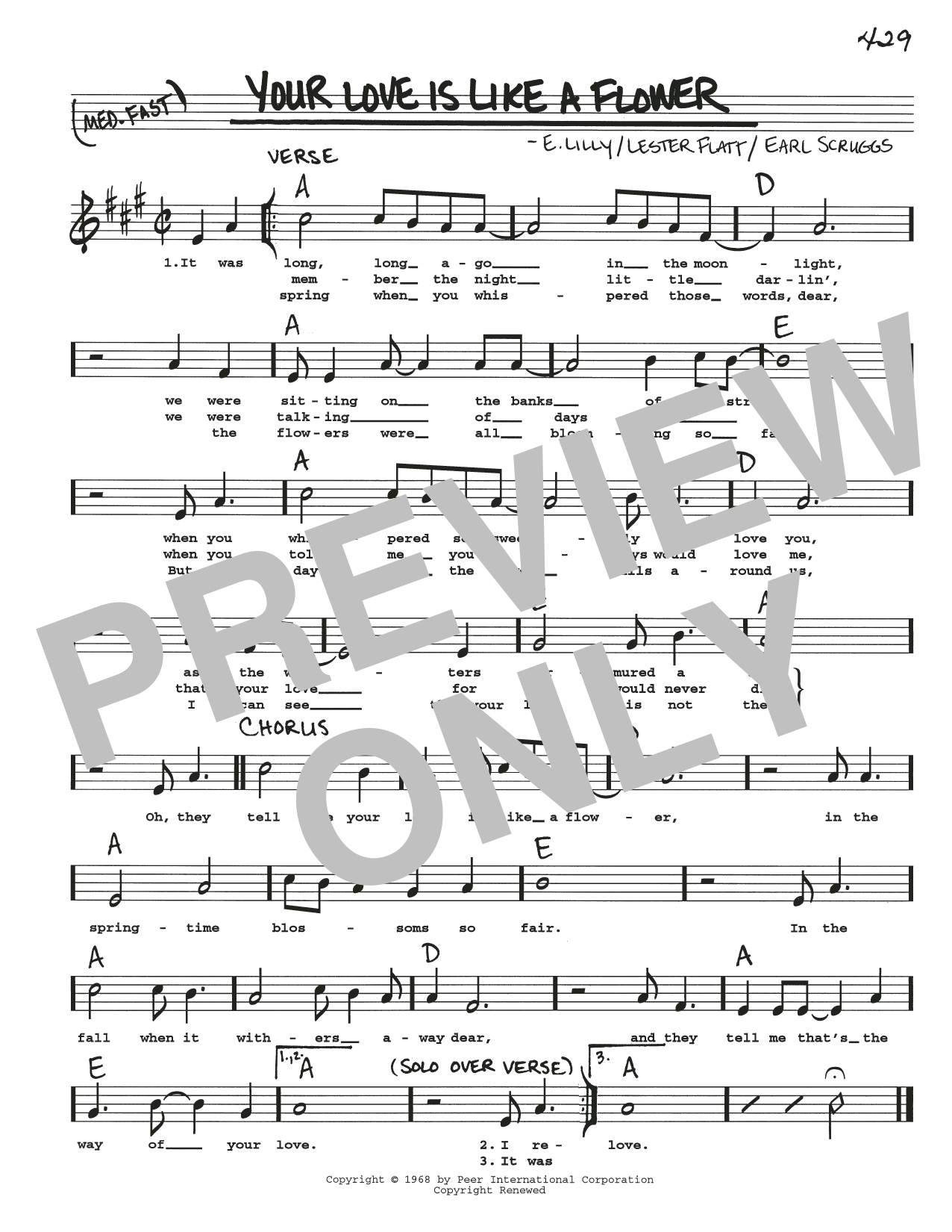 Flatt & Scruggs Your Love Is Like A Flower Sheet Music Notes & Chords for Real Book – Melody, Lyrics & Chords - Download or Print PDF