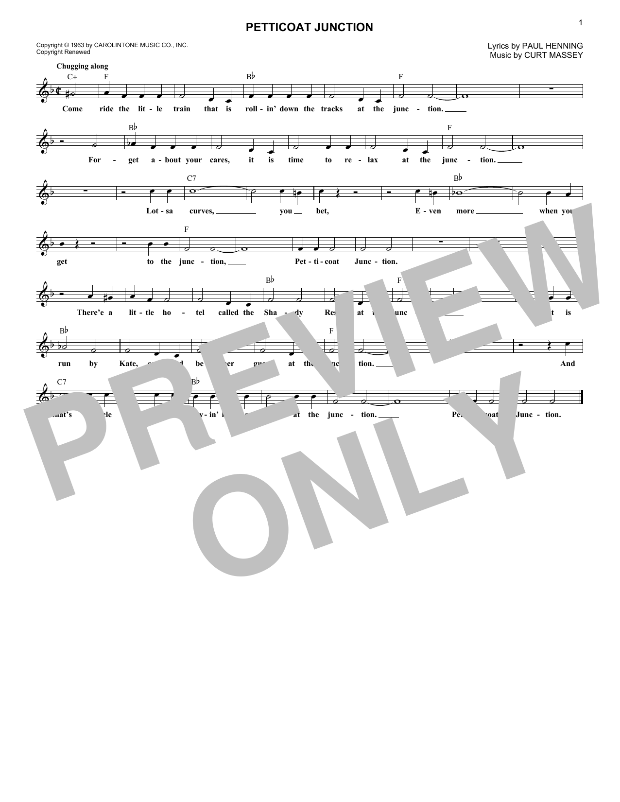 Flatt and Scruggs Petticoat Junction Sheet Music Notes & Chords for Lead Sheet / Fake Book - Download or Print PDF