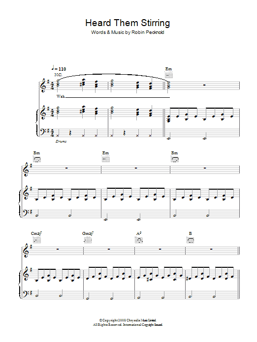 Fleet Foxes Heard Them Stirring Sheet Music Notes & Chords for Piano, Vocal & Guitar - Download or Print PDF