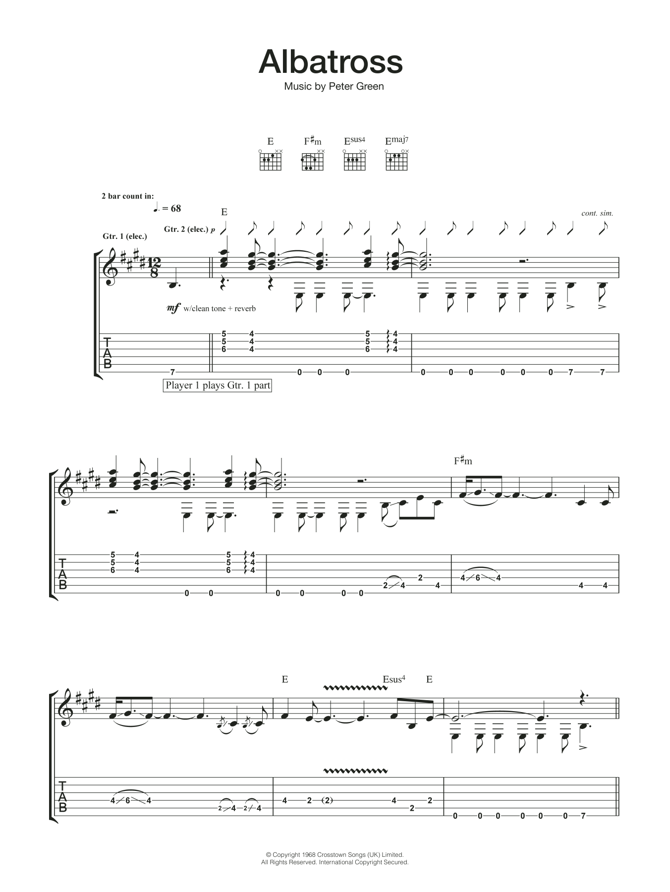 Fleetwood Mac Albatross Sheet Music Notes & Chords for Guitar Tab - Download or Print PDF