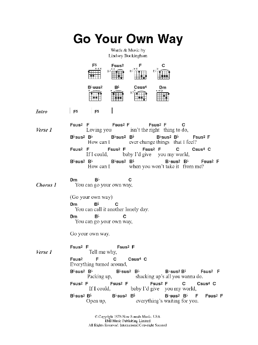 Fleetwood Mac Go Your Own Way Sheet Music Notes & Chords for Ukulele - Download or Print PDF