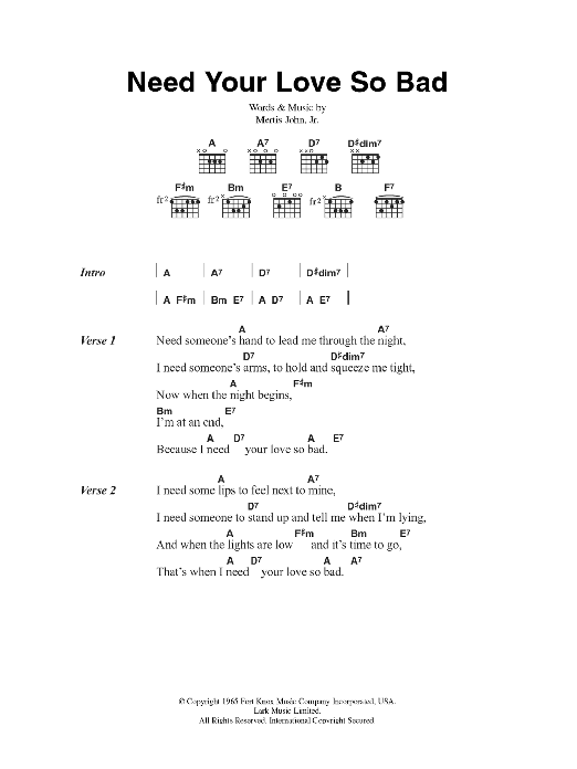 Fleetwood Mac Need Your Love So Bad Sheet Music Notes & Chords for Flute - Download or Print PDF