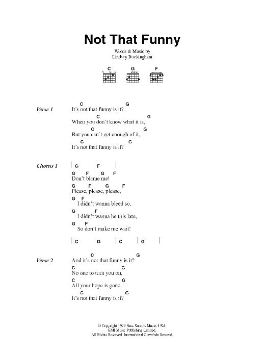 Fleetwood Mac Not That Funny Sheet Music Notes & Chords for Lyrics & Chords - Download or Print PDF