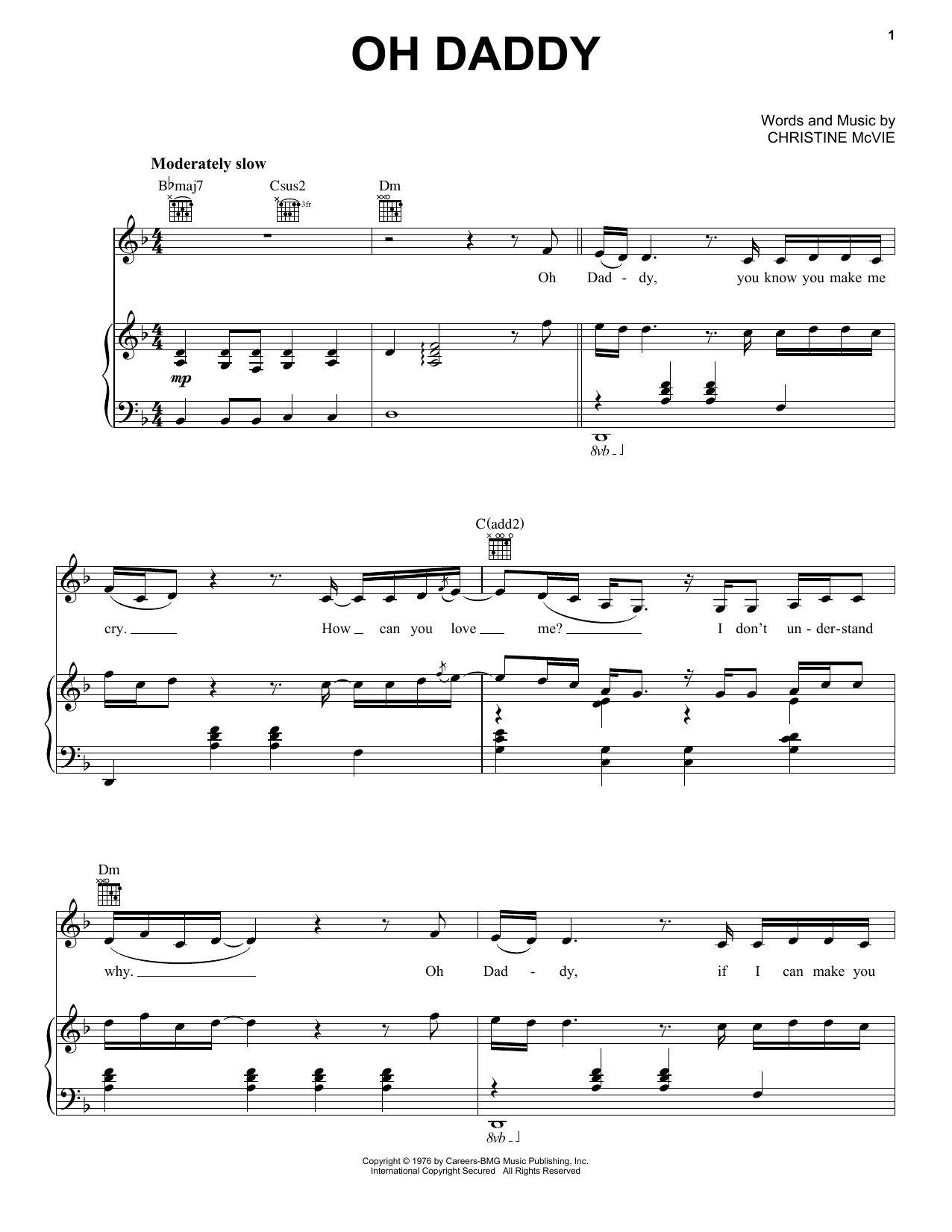 Fleetwood Mac Oh Daddy Sheet Music Notes & Chords for Piano, Vocal & Guitar Chords (Right-Hand Melody) - Download or Print PDF