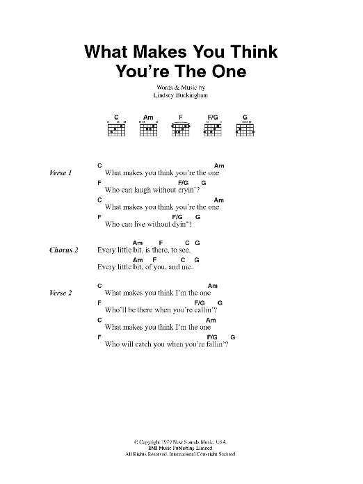 Fleetwood Mac What Makes You Think You're The One Sheet Music Notes & Chords for Lyrics & Chords - Download or Print PDF