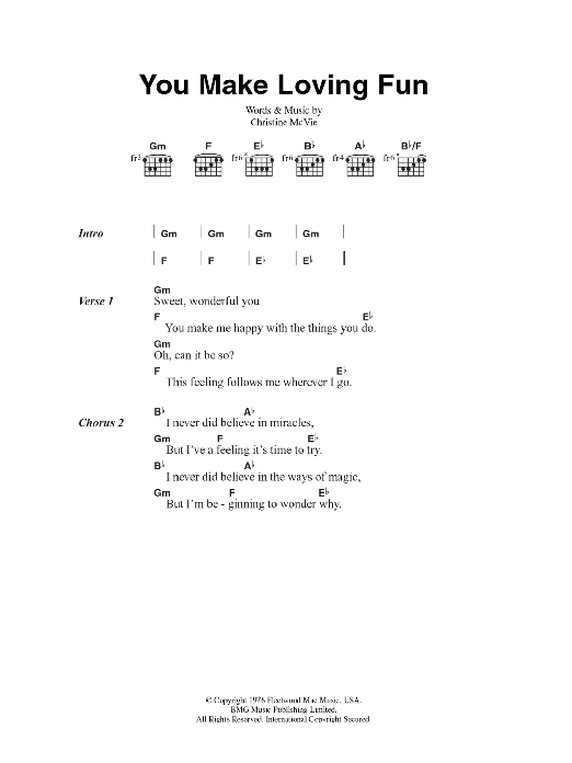 Fleetwood Mac You Make Lovin' Fun Sheet Music Notes & Chords for Easy Guitar Tab - Download or Print PDF