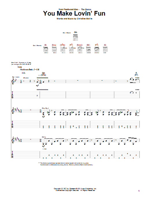Fleetwood Mac You Make Lovin' Fun Sheet Music Notes & Chords for Guitar Tab - Download or Print PDF