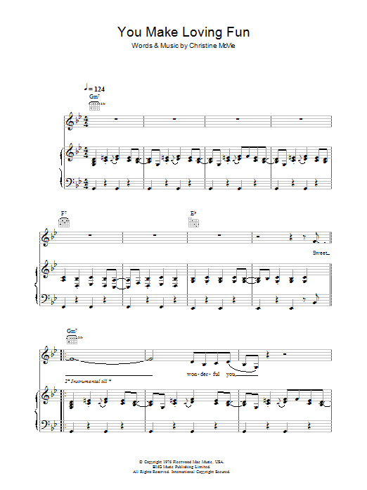 Fleetwood Mac You Make Loving Fun Sheet Music Notes & Chords for Piano, Vocal & Guitar - Download or Print PDF