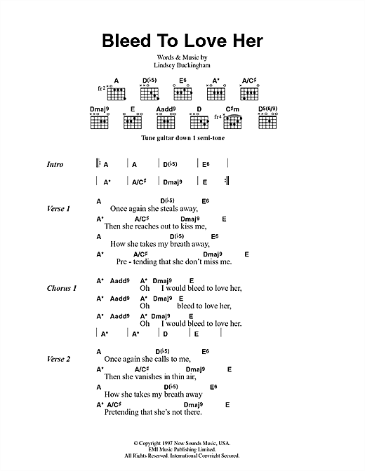 Fleetwood Mac Bleed To Love Her Sheet Music Notes & Chords for Lyrics & Chords - Download or Print PDF