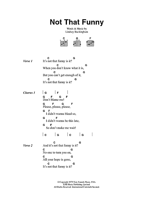Fleetwood Mac Not That Funny Sheet Music Notes & Chords for Lyrics & Chords - Download or Print PDF