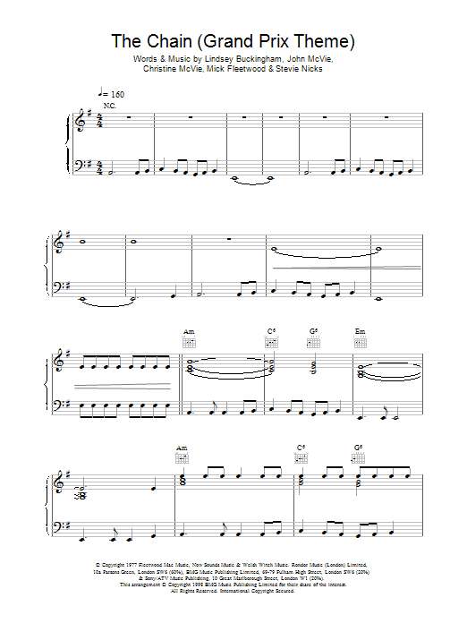 The Chain (extract) - Grand Prix Theme sheet music
