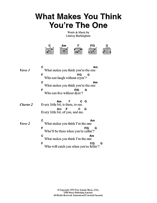 Fleetwood Mac What Makes You Think You're The One Sheet Music Notes & Chords for Lyrics & Chords - Download or Print PDF