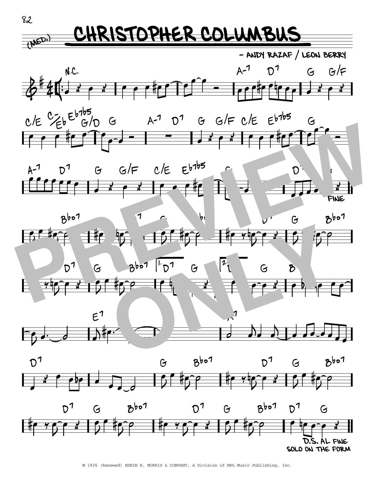 Fletcher Henderson & His Orchestra Christopher Columbus Sheet Music Notes & Chords for Real Book – Melody & Chords - Download or Print PDF