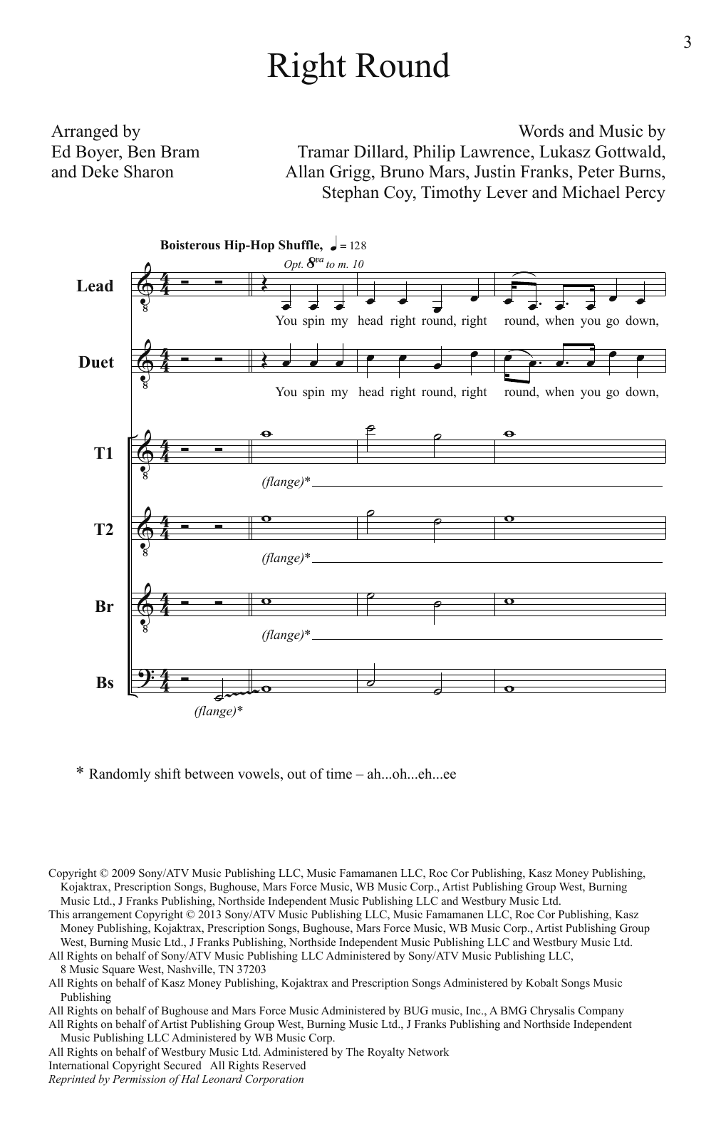 Flo Rida Right Round (arr. Deke Sharon) Sheet Music Notes & Chords for TTBB A Cappella - Download or Print PDF