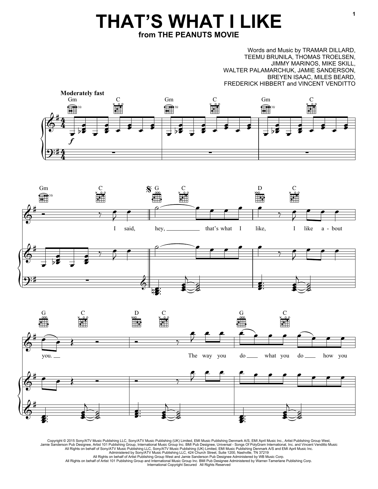 Flo Rida That's What I Like Sheet Music Notes & Chords for Easy Piano - Download or Print PDF