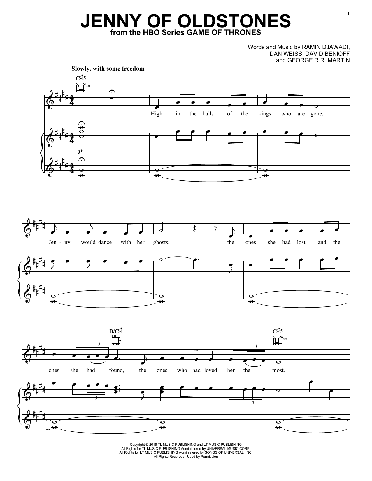 Florence And The Machine Jenny Of Oldstones (from Game of Thrones) Sheet Music Notes & Chords for Piano, Vocal & Guitar (Right-Hand Melody) - Download or Print PDF