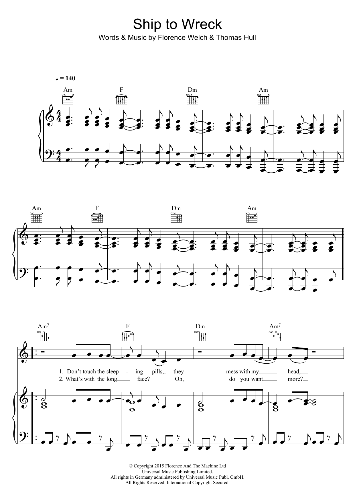 Florence And The Machine Ship To Wreck Sheet Music Notes & Chords for Beginner Piano - Download or Print PDF